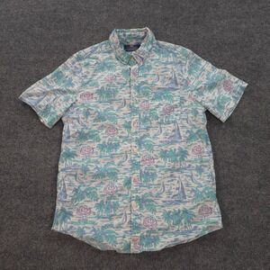 Vineyard Vines Shirt Mens‎ Medium Blue Slim Fit Murray Palm Trees Prep Beach
